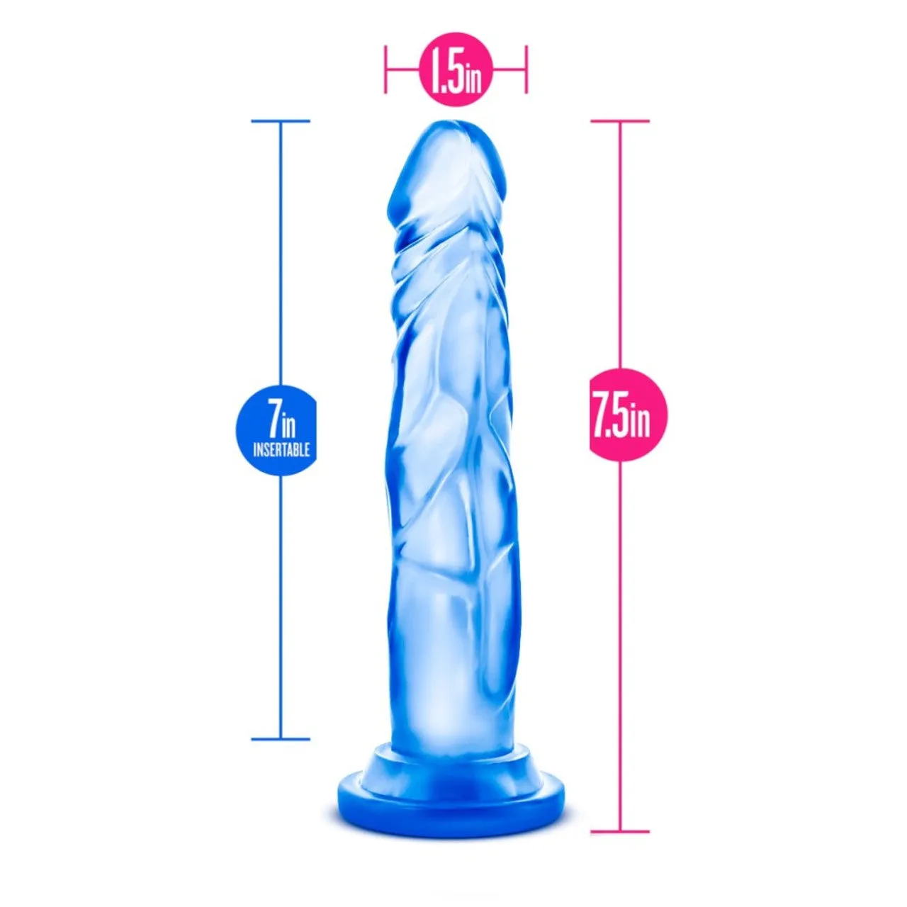 7.5 Blush B Yours Sweet N Hard Dildo Realistic Dong Suction Cup Sex Toy