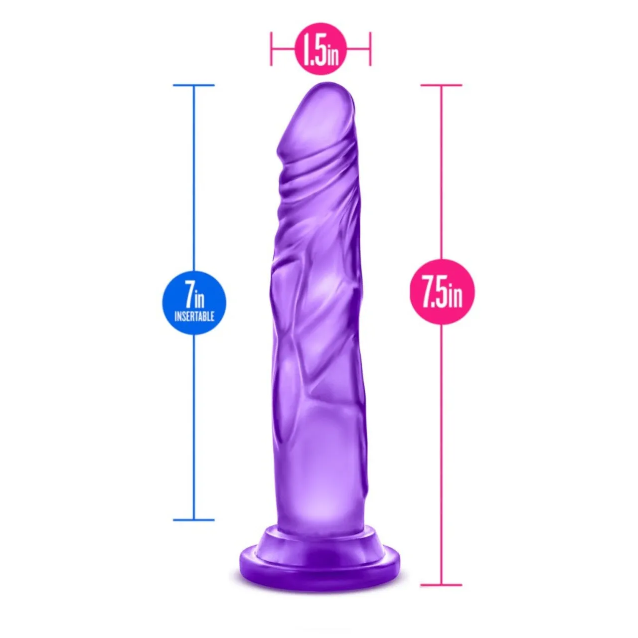 7.5 Blush B Yours Sweet N Hard Dildo Realistic Dong Suction Cup Sex Toy