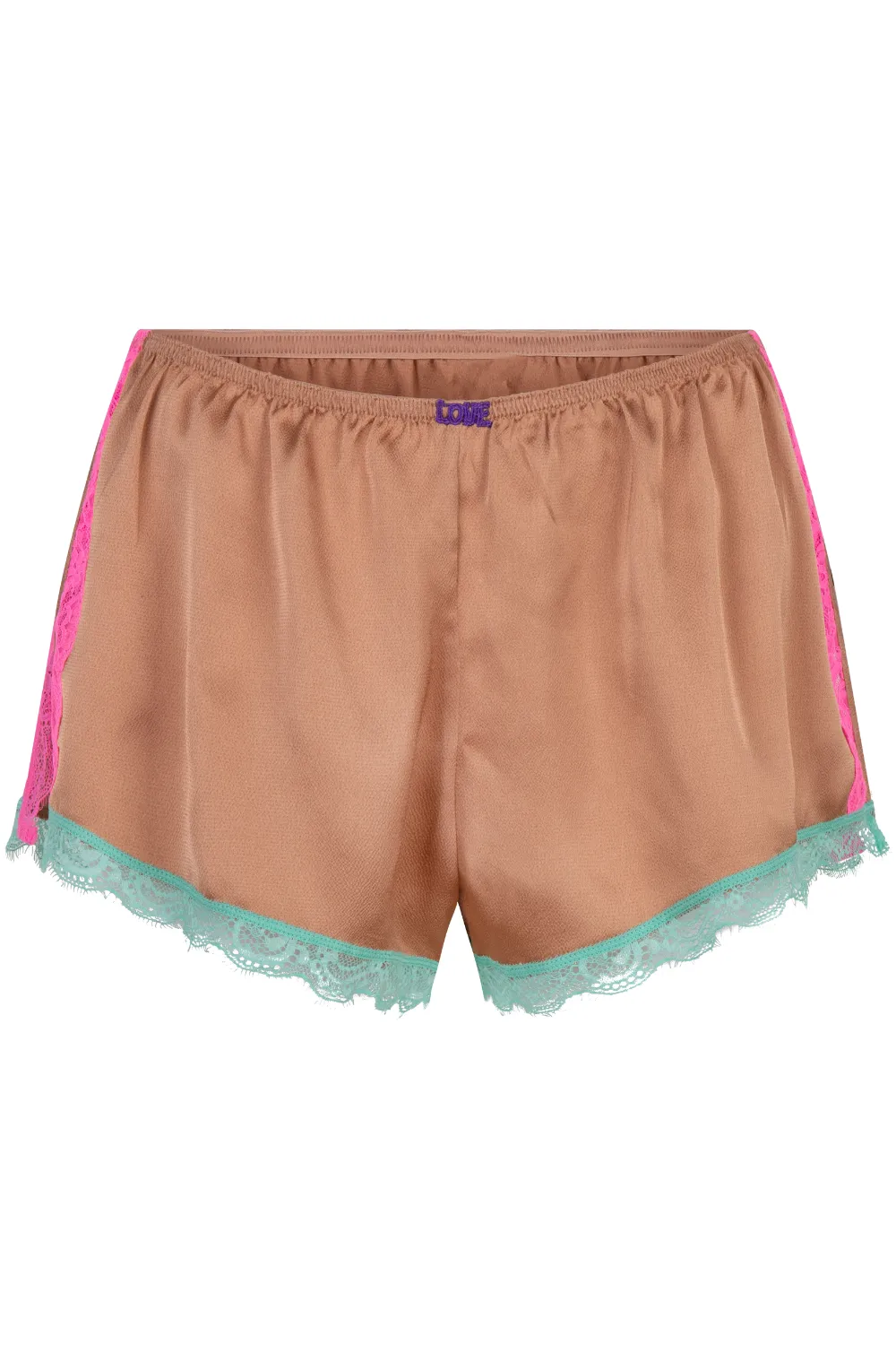 Apollo Satin Pyjama Shorts Brown. Size XS (UK 6)