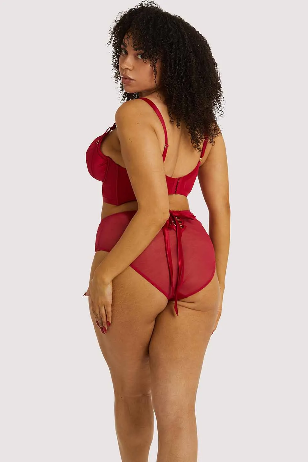 Aysha Red High Waisted Brief