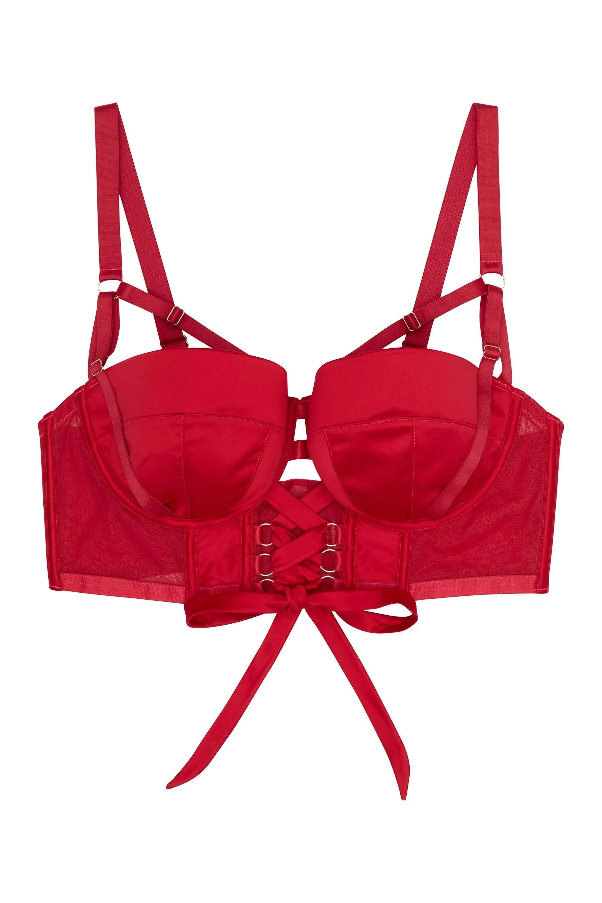Aysha Red Lace Up Balcony Bra