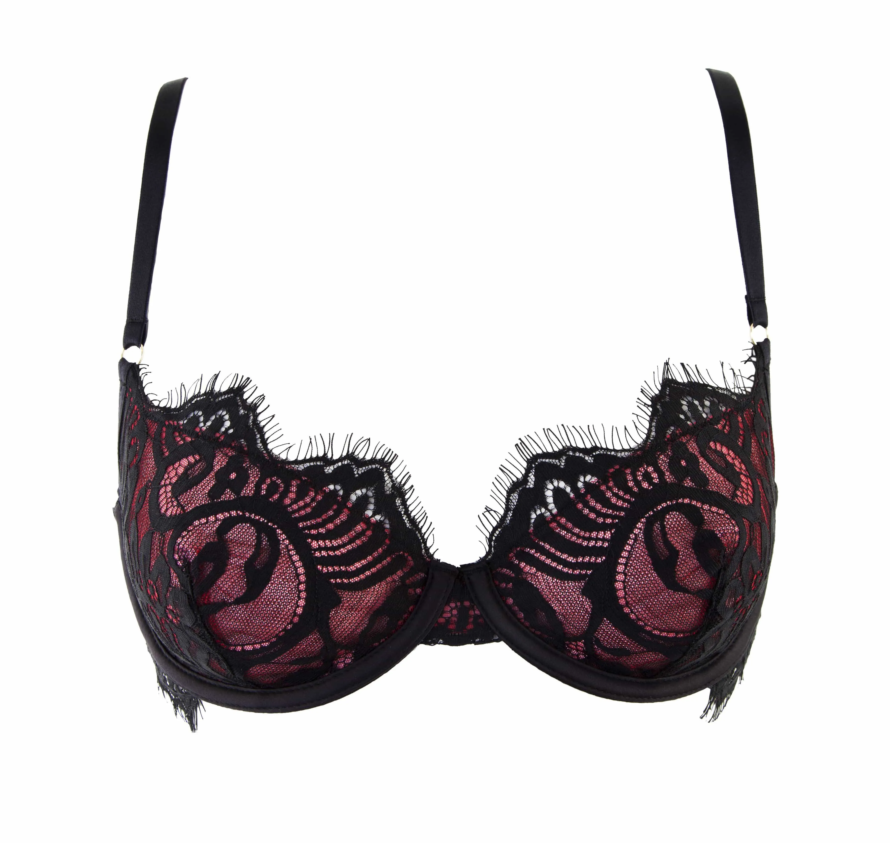 Bailey Red Net/Black Embroidery Lace Bra Curve