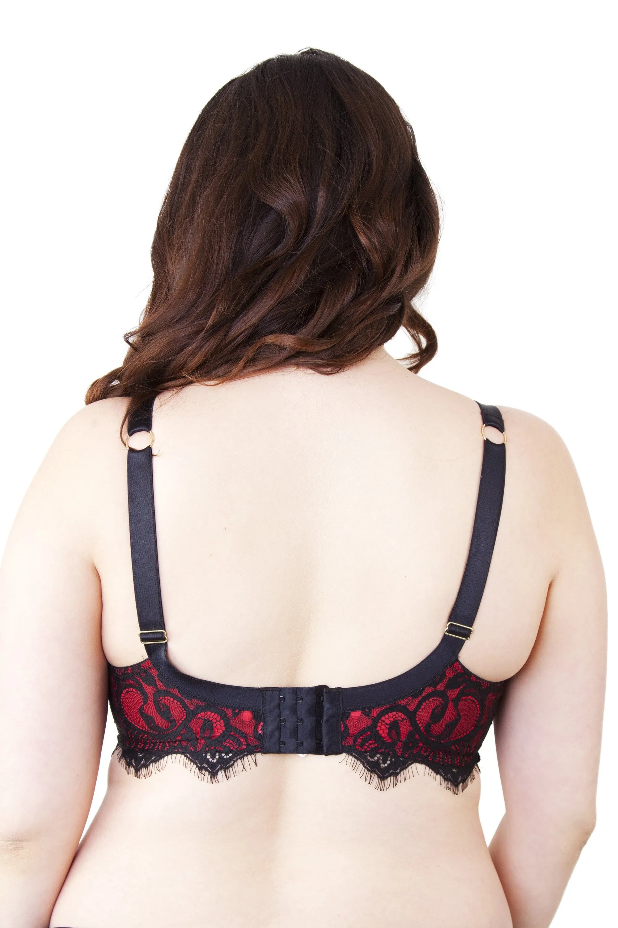 Bailey Red Net/Black Embroidery Lace Bra Curve