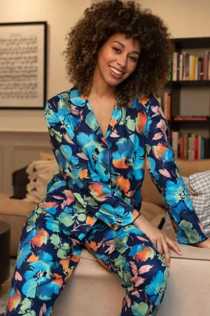 Bea Floral Print Long Sleeve Pyjama Top. Size UK 8