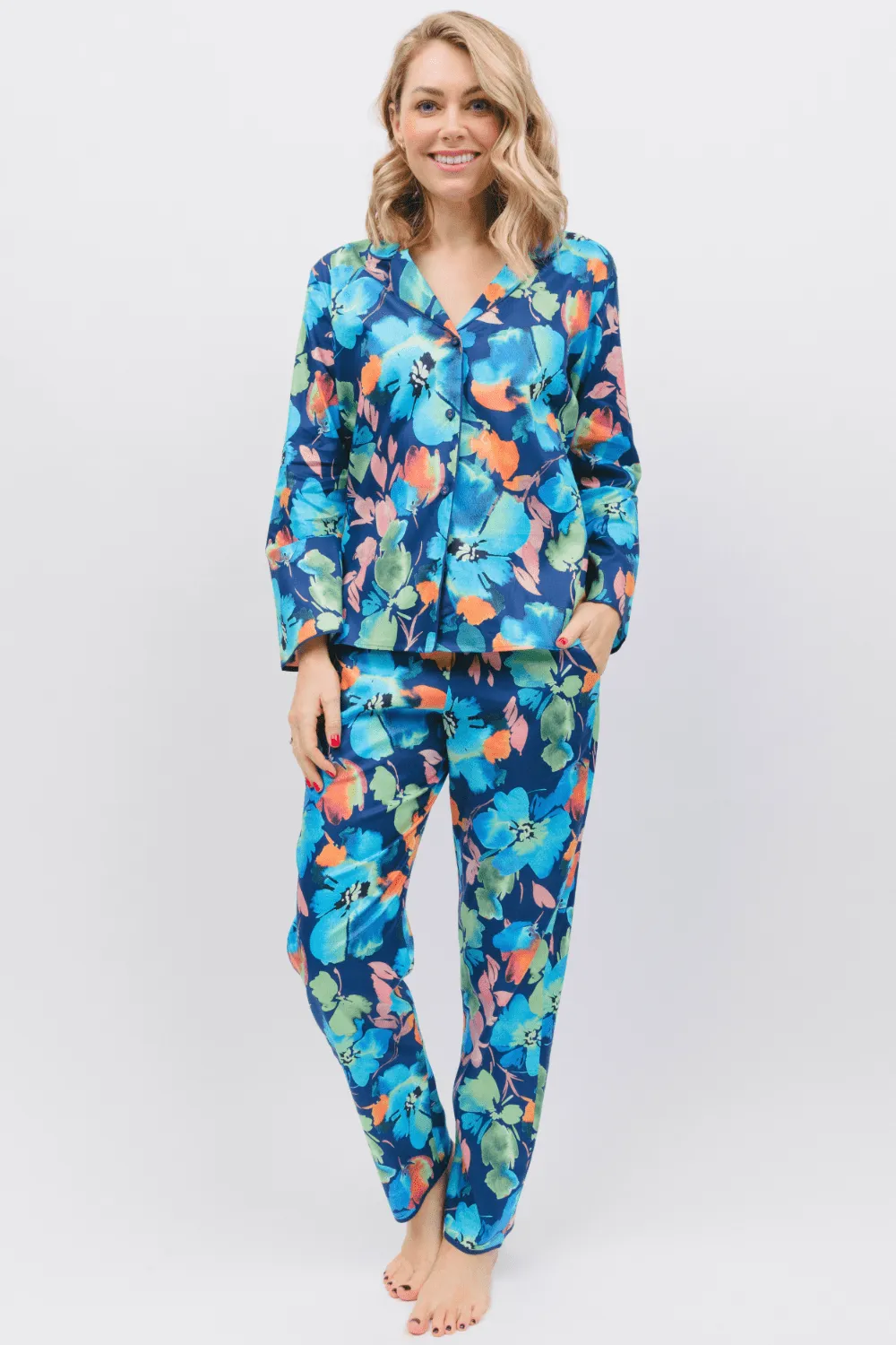 Bea Floral Print Long Sleeve Pyjama Top. Size UK 8
