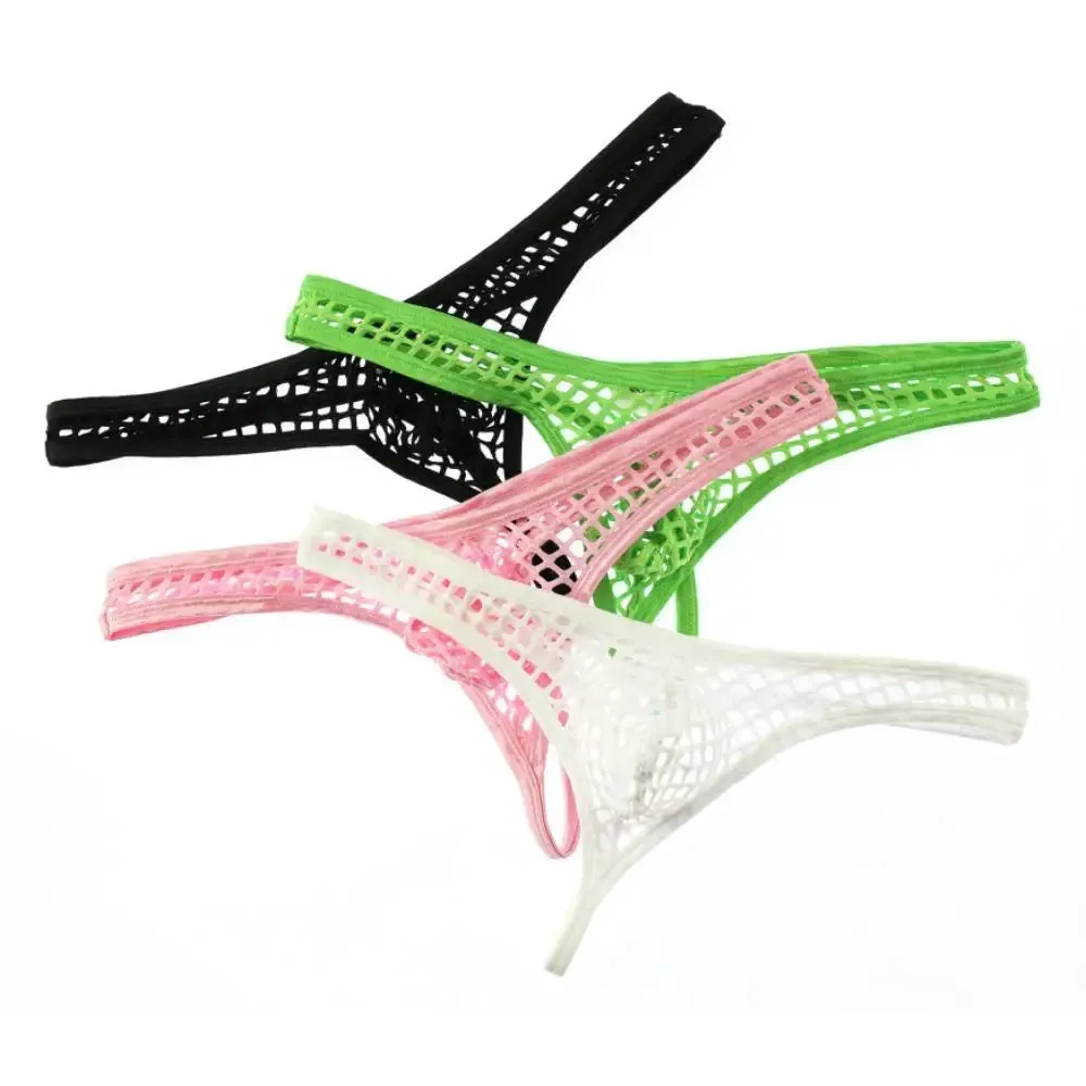 Big Mesh Underwear Men Sexy Thongs Transparent See Through Underpants G string Men T-back Panties Fishnet Gay Briefs for Man