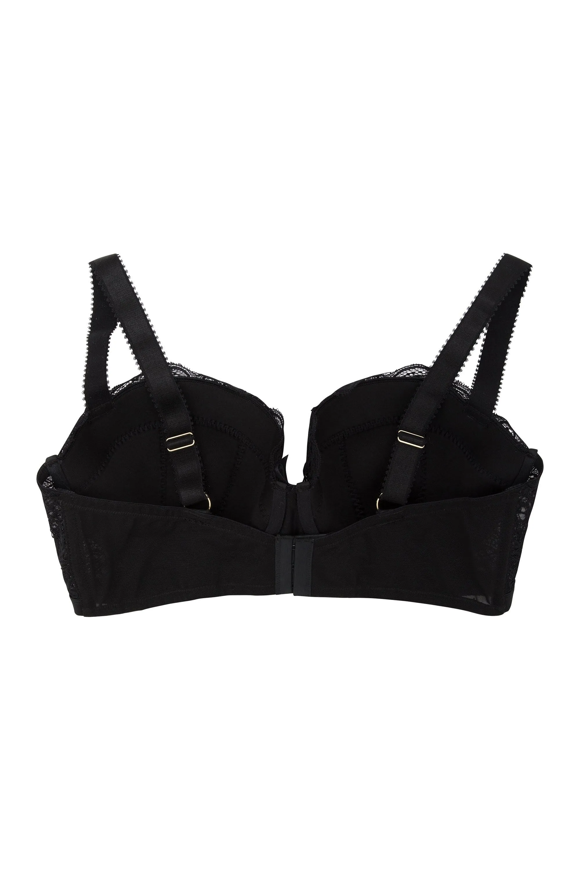 Black Carmen Lace & Satin Longline Bra