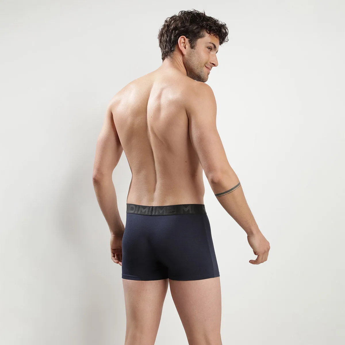 Boxer homme en coton modal à ceinture noire Bleu Minuit Dim Classic