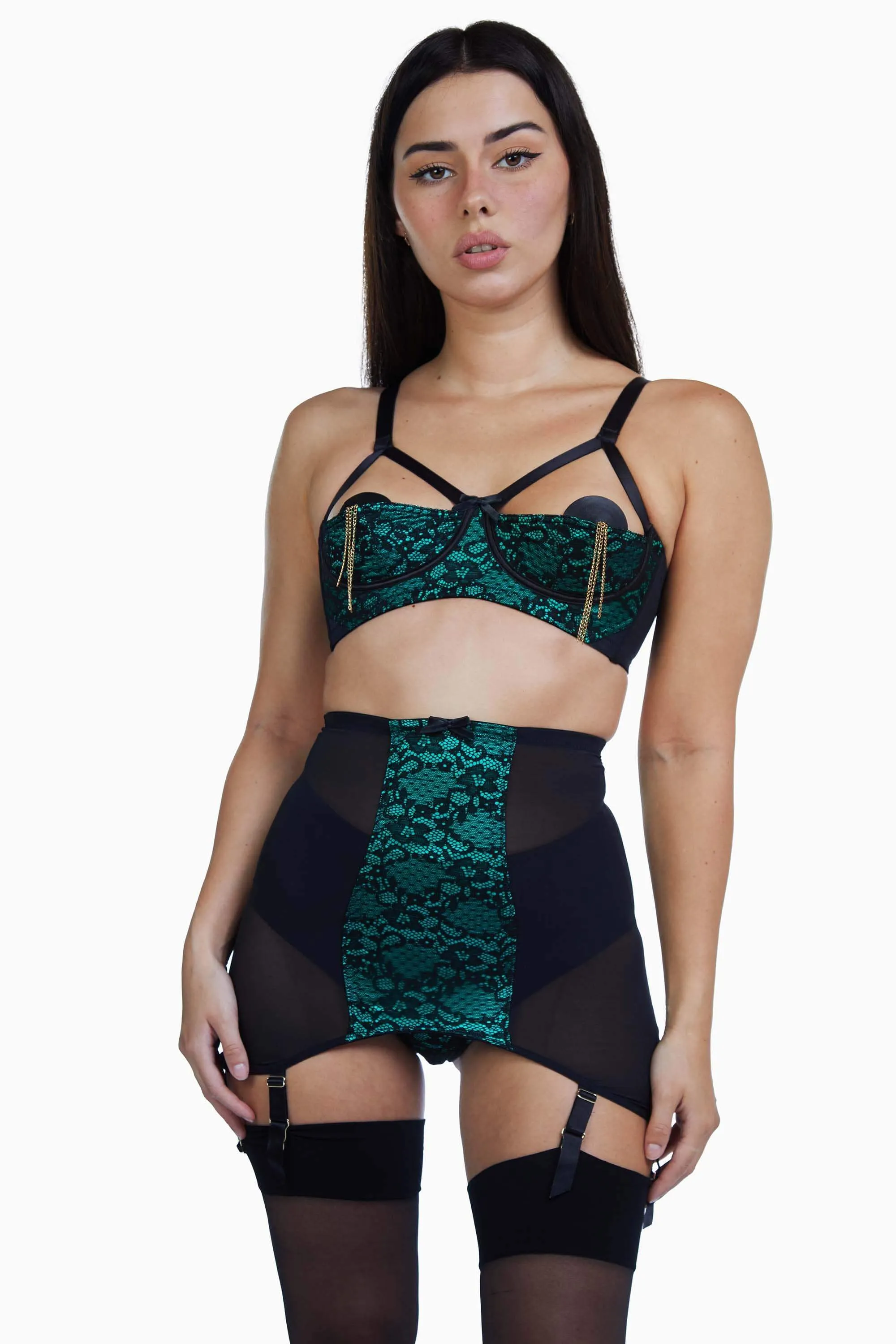 Elsie Emerald Lace 1/4 Cup Bra