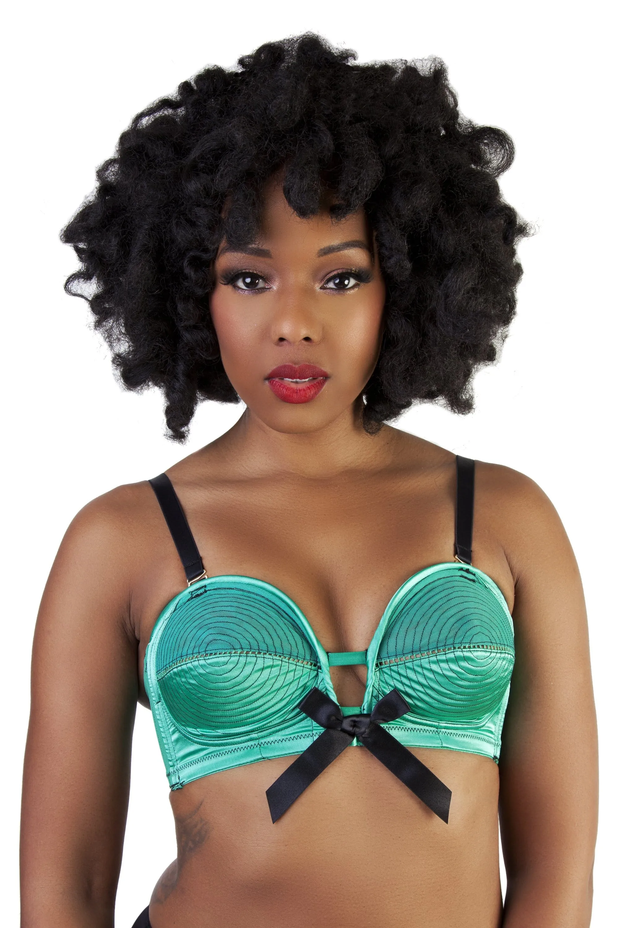 Emerald Green Spiral Stitch Overwire Bra A - G