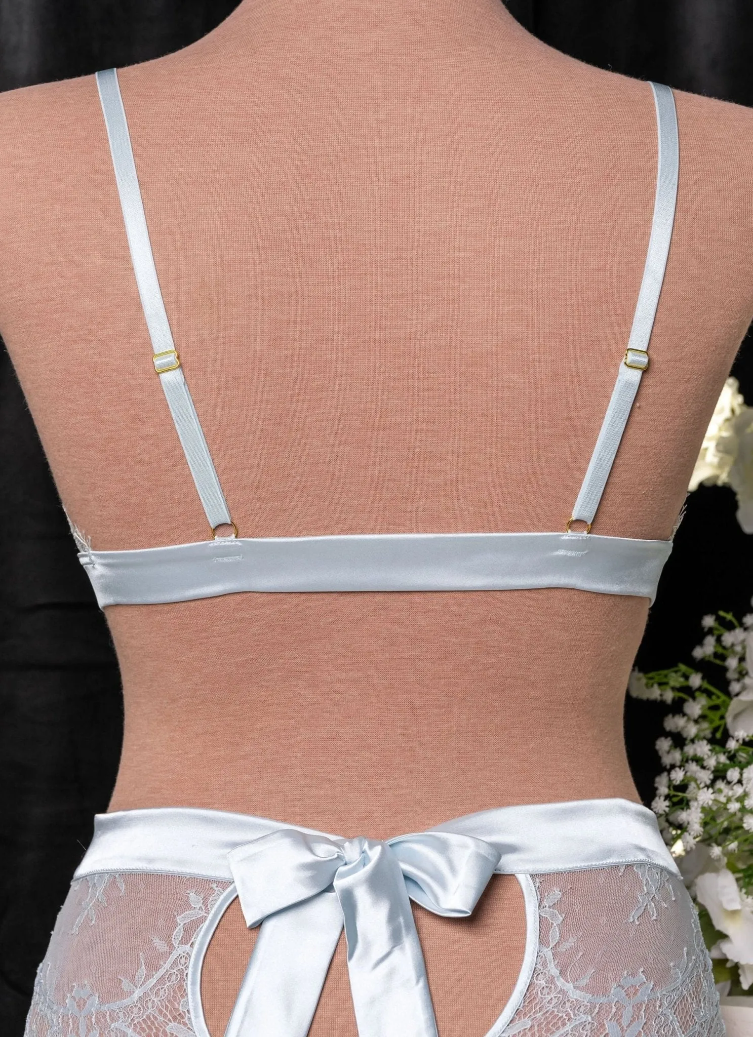 Eyelash Lace Bow Bralette - Something Blue