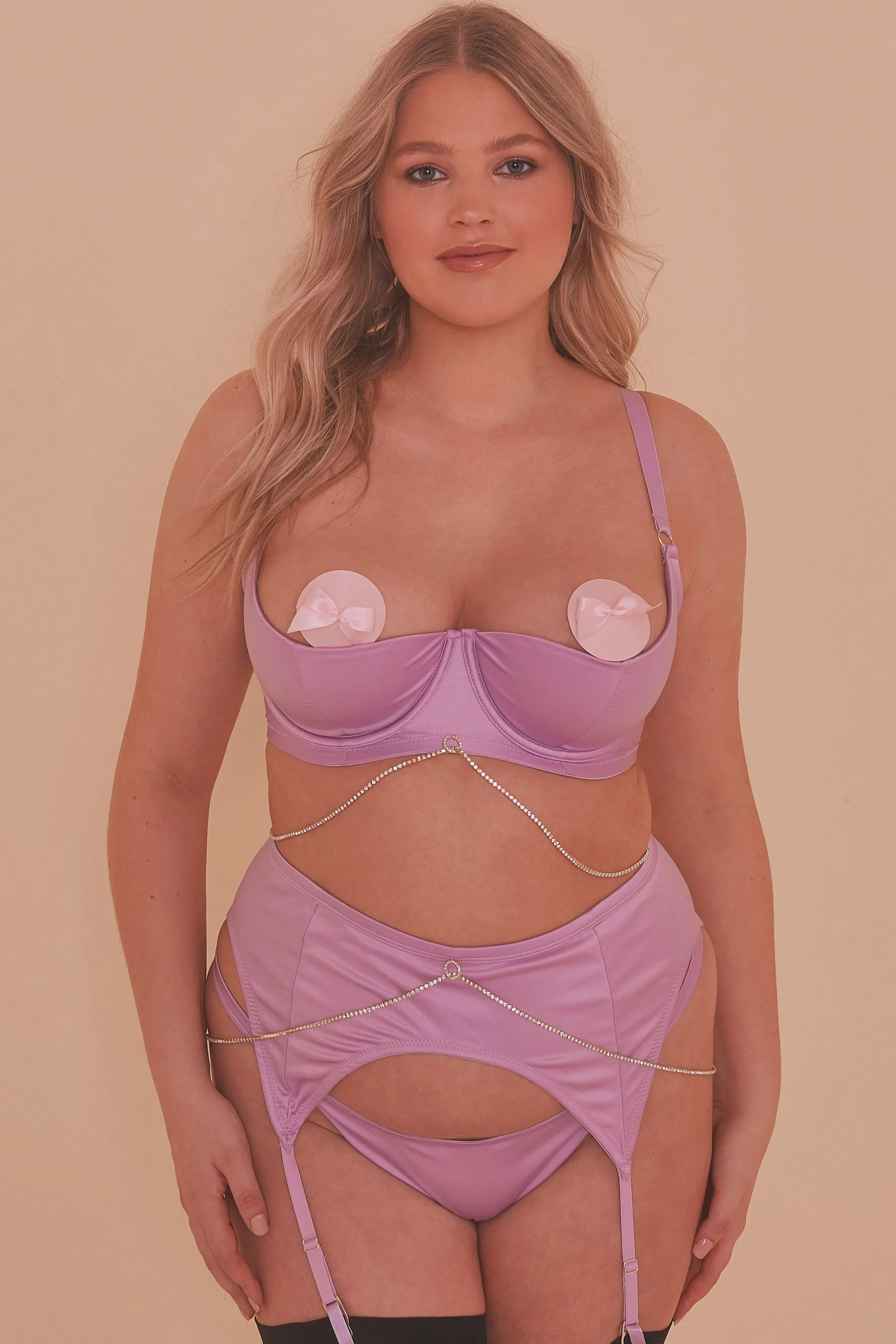 Felicity Hayward Knox Chain Quarter Cup Bra Lilac Curve