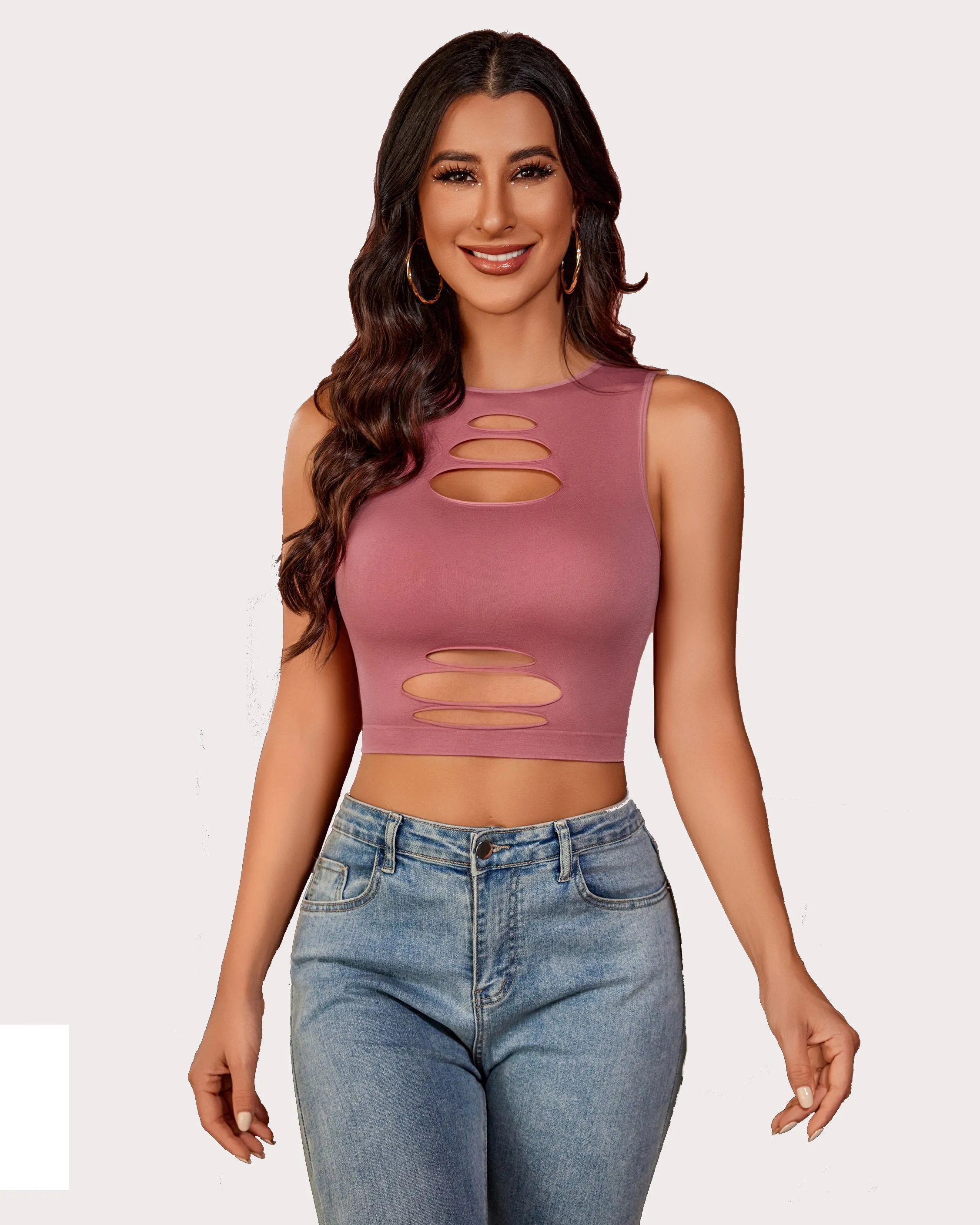 Fishnet Top Cut Out Crop Tank Top