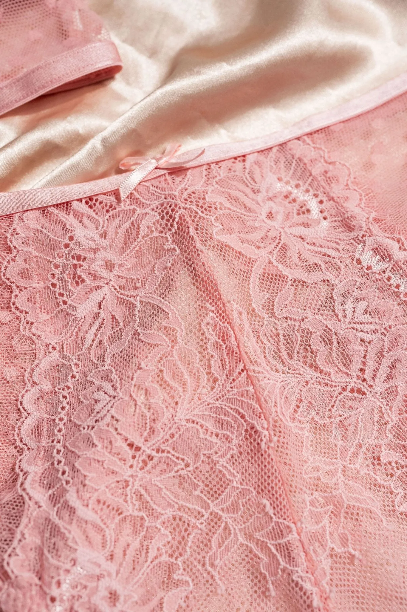 Lacy High Waist Crotchless Panty - Blush