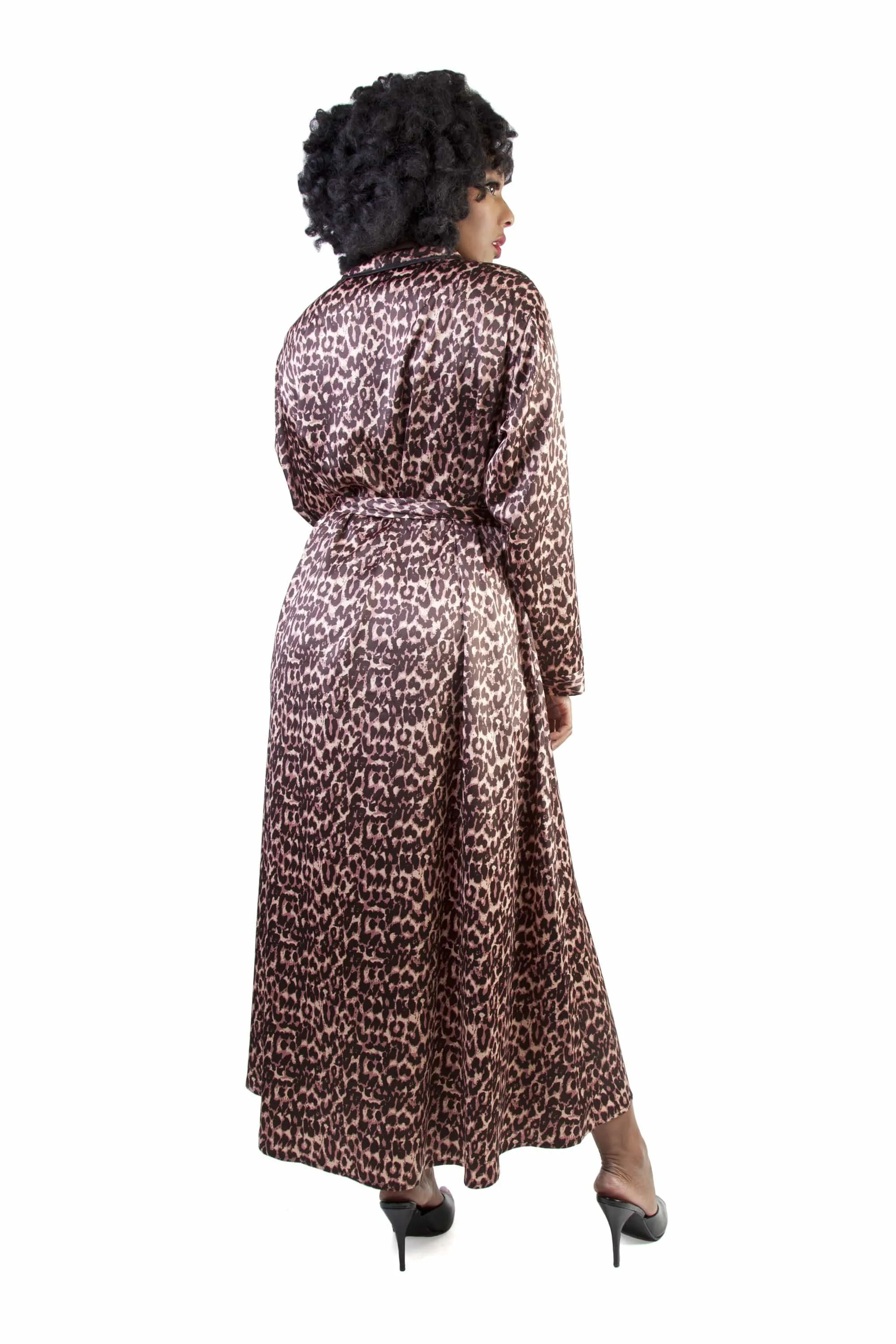 Leopard Print Satin Robe