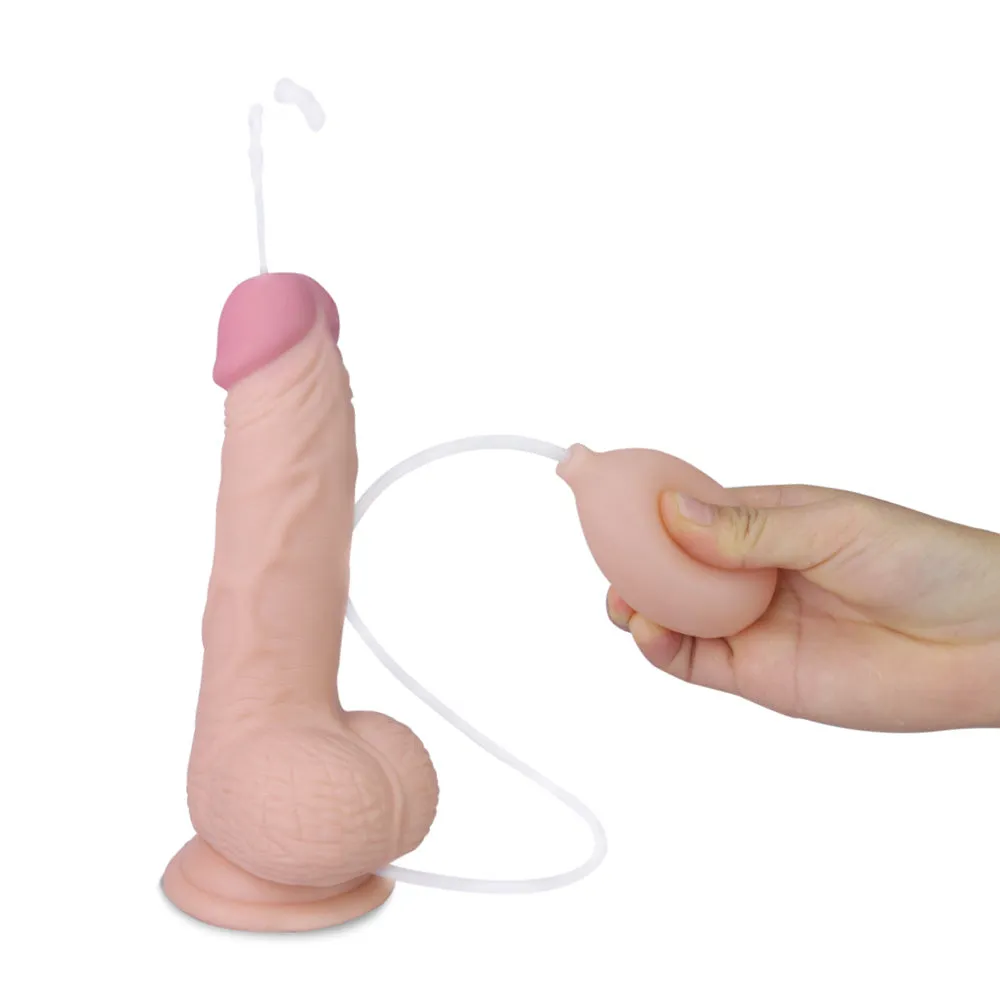 Lovetoy Cumming Softee Soft Ejaculation Cock 8'' with Balls Squirting Dildo