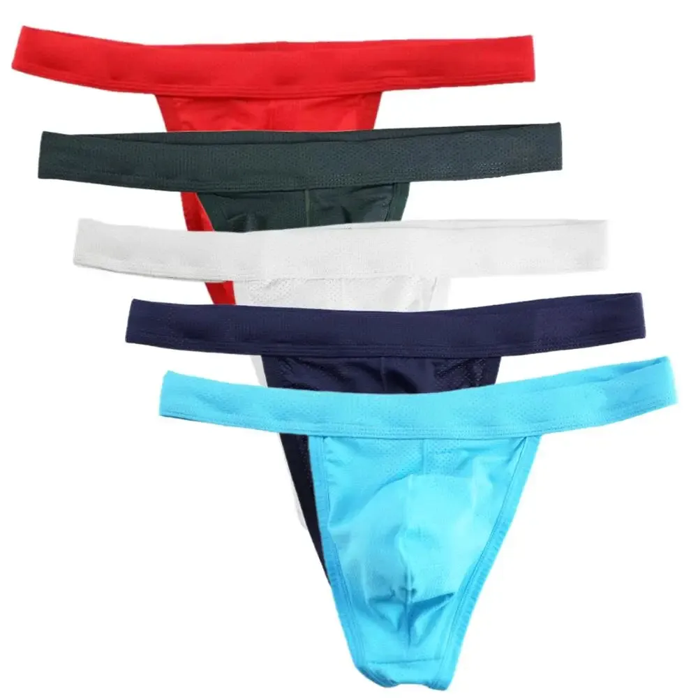 Men's Mesh Breathable Thongs Sexy Underwear T-Back Briefs G-String U Pouch Men Lingerie Panties Tangas Underpants