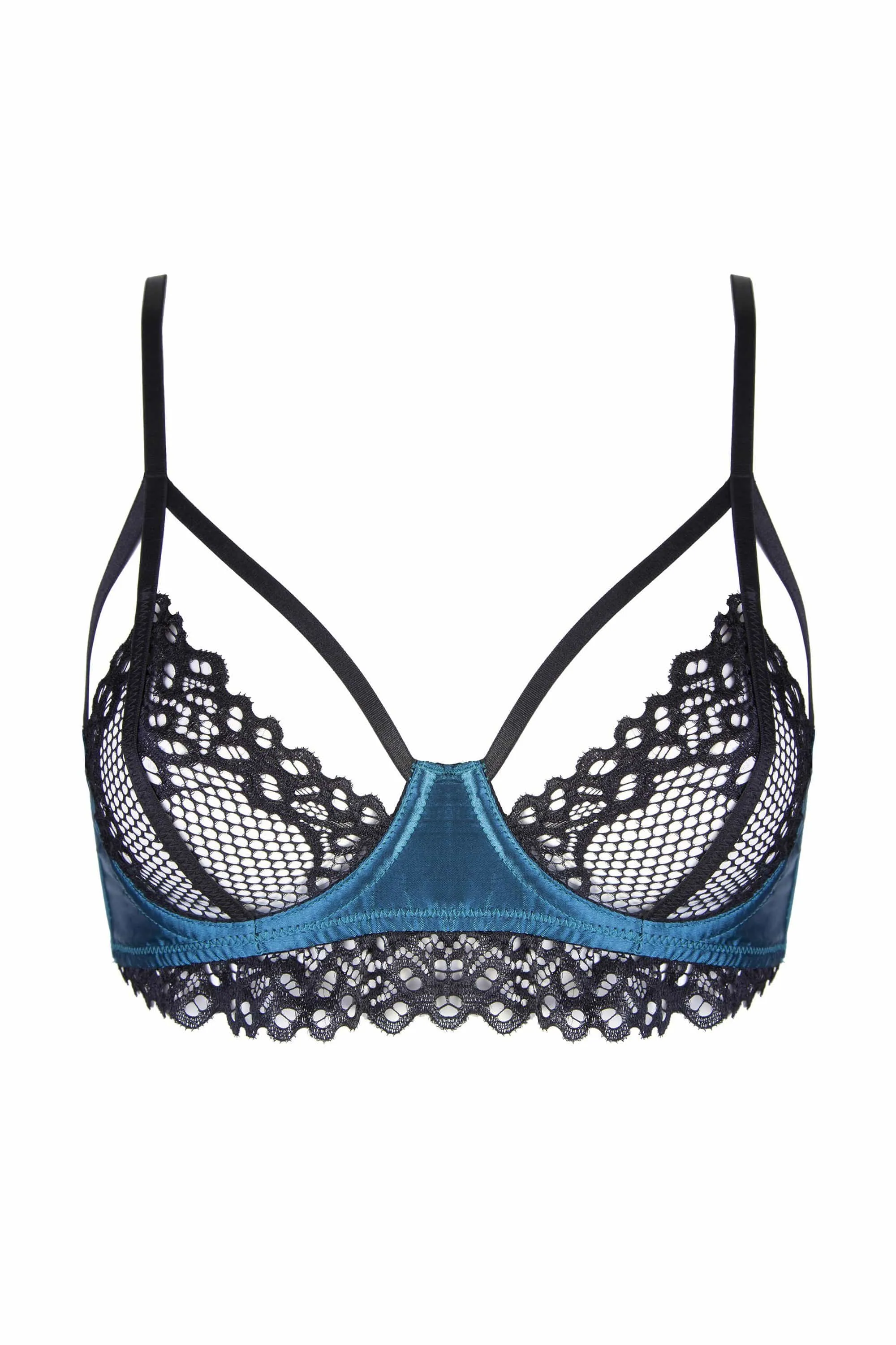 Peek & Beau Kay Teal and Black Lace Bra A - DD/E