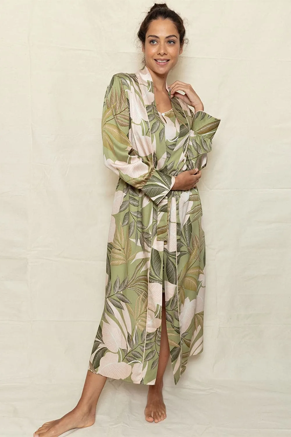 Richmond Leaf Print Long Dressing Gown. Size UK 8