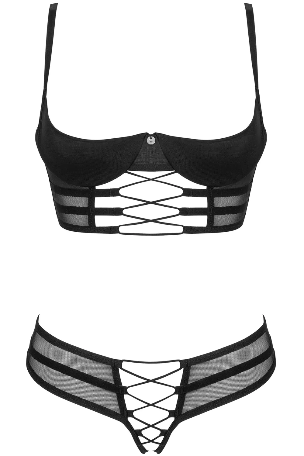 Roxelia Cupless Bra & Crotchless Thong