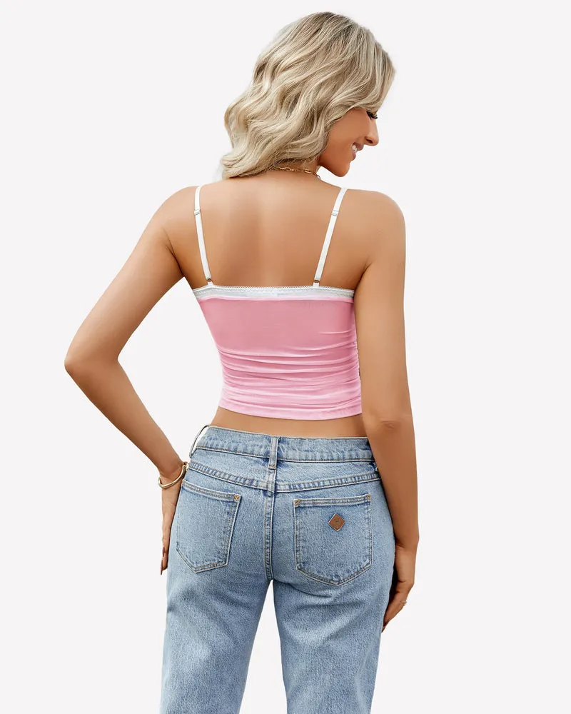 Ruched Y2K Tank Top Mesh Crop Tops