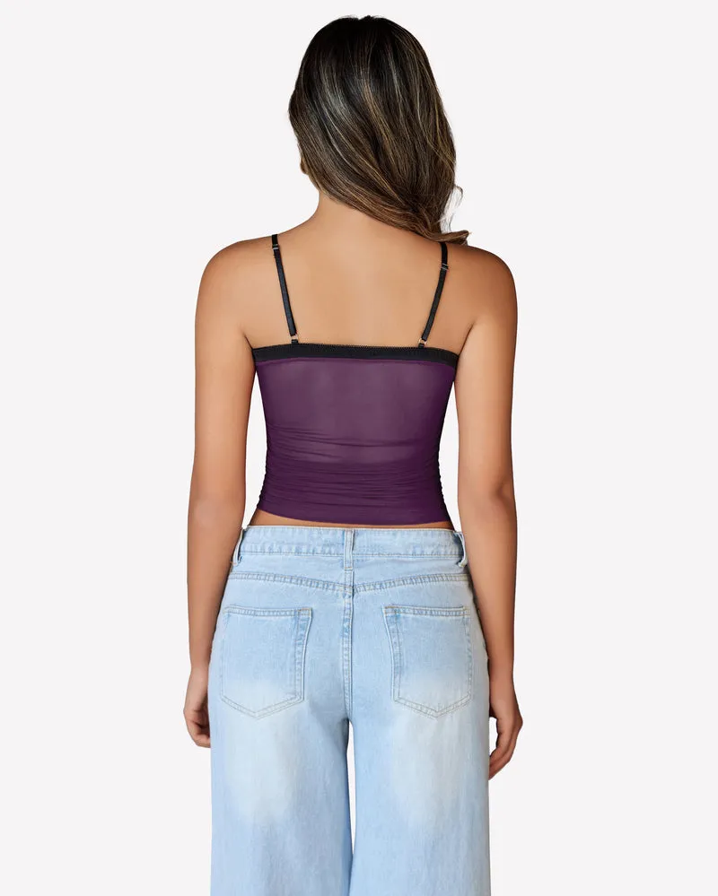 Ruched Y2K Tank Top Mesh Crop Tops