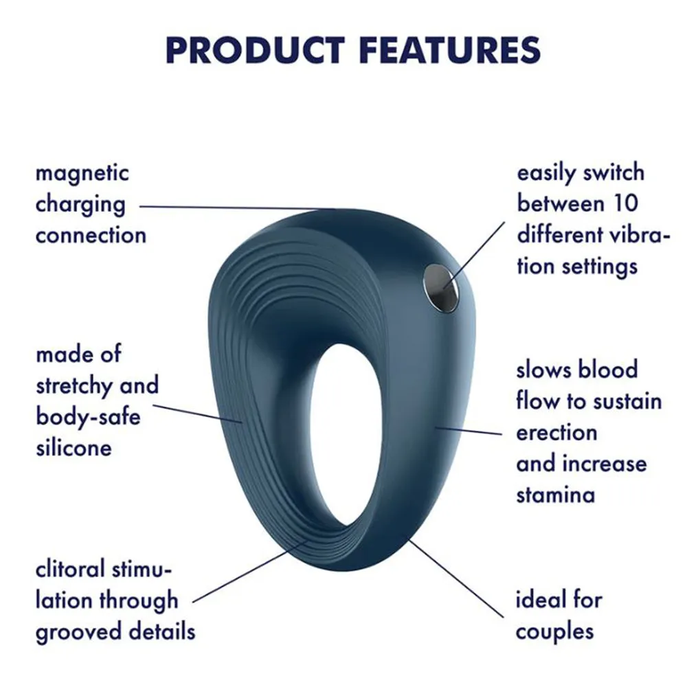 Satisfyer Power Cock Ring Vibrating Couples Penis Delay Ejaculation Aid USB