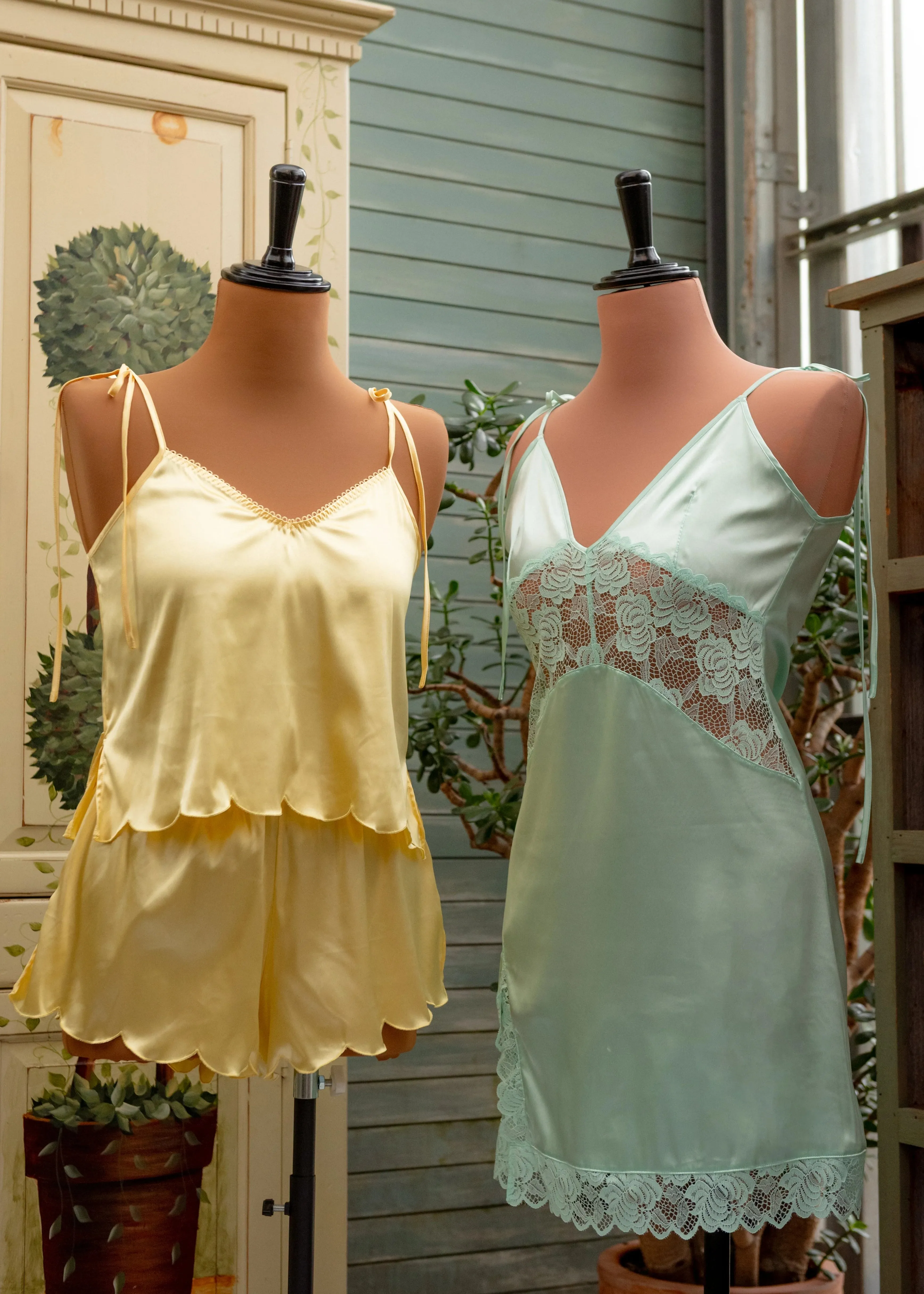 Scalloped Embroidered Satin Cami - Lemon Chiffon