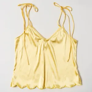 Scalloped Embroidered Satin Cami - Lemon Chiffon