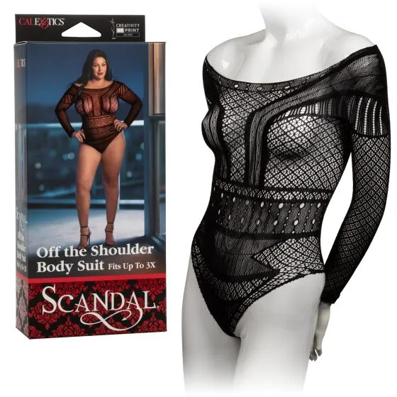 Scandal Plus Size Off the Shoulder Body Suit - Black