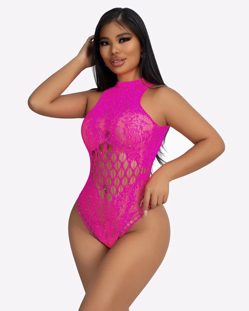 Sparkle Rhinestone Fishnet Bodysuit