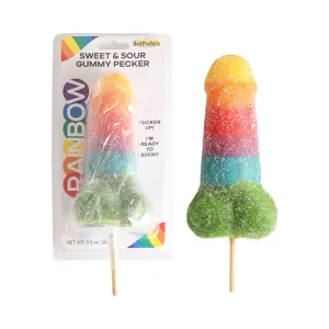 Sweet & Sour Jumbo Rainbow Gummy Cock Pop