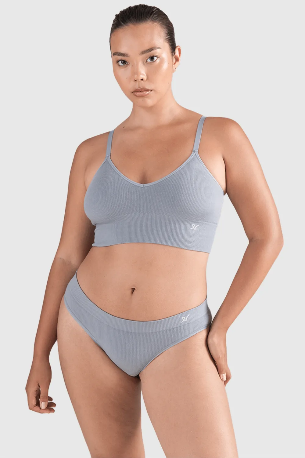 Tencel™ Seamless High Leg Brief in Storm Grey. Size XS (UK 6-8)