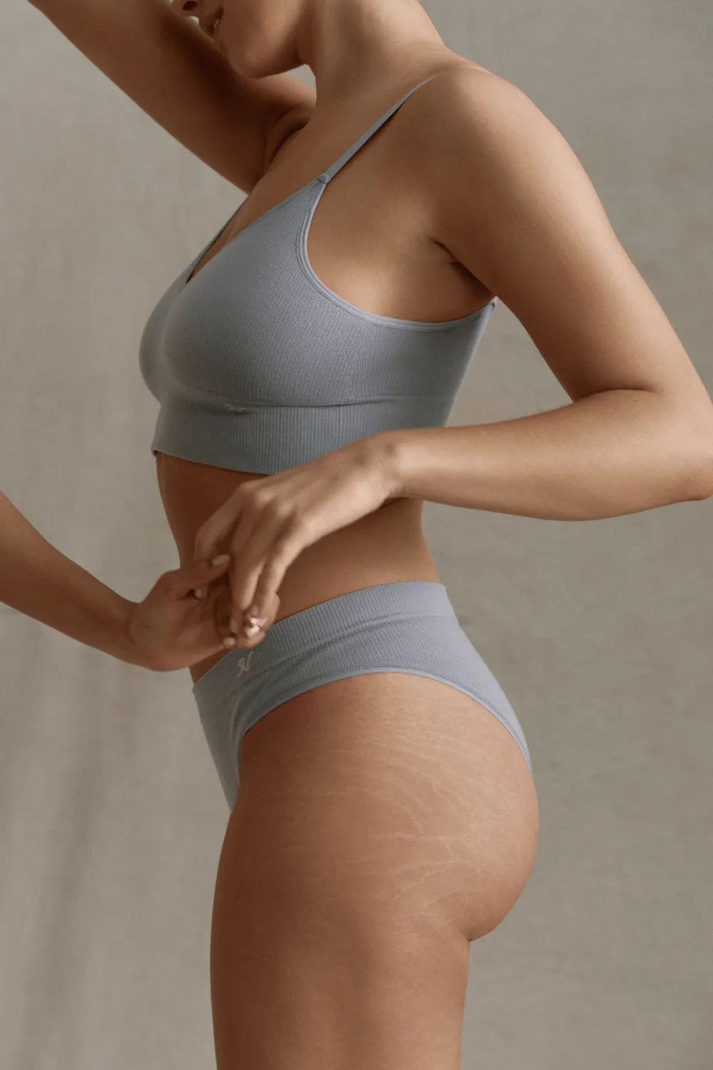 Tencel™ Seamless High Leg Brief in Storm Grey. Size XS (UK 6-8)