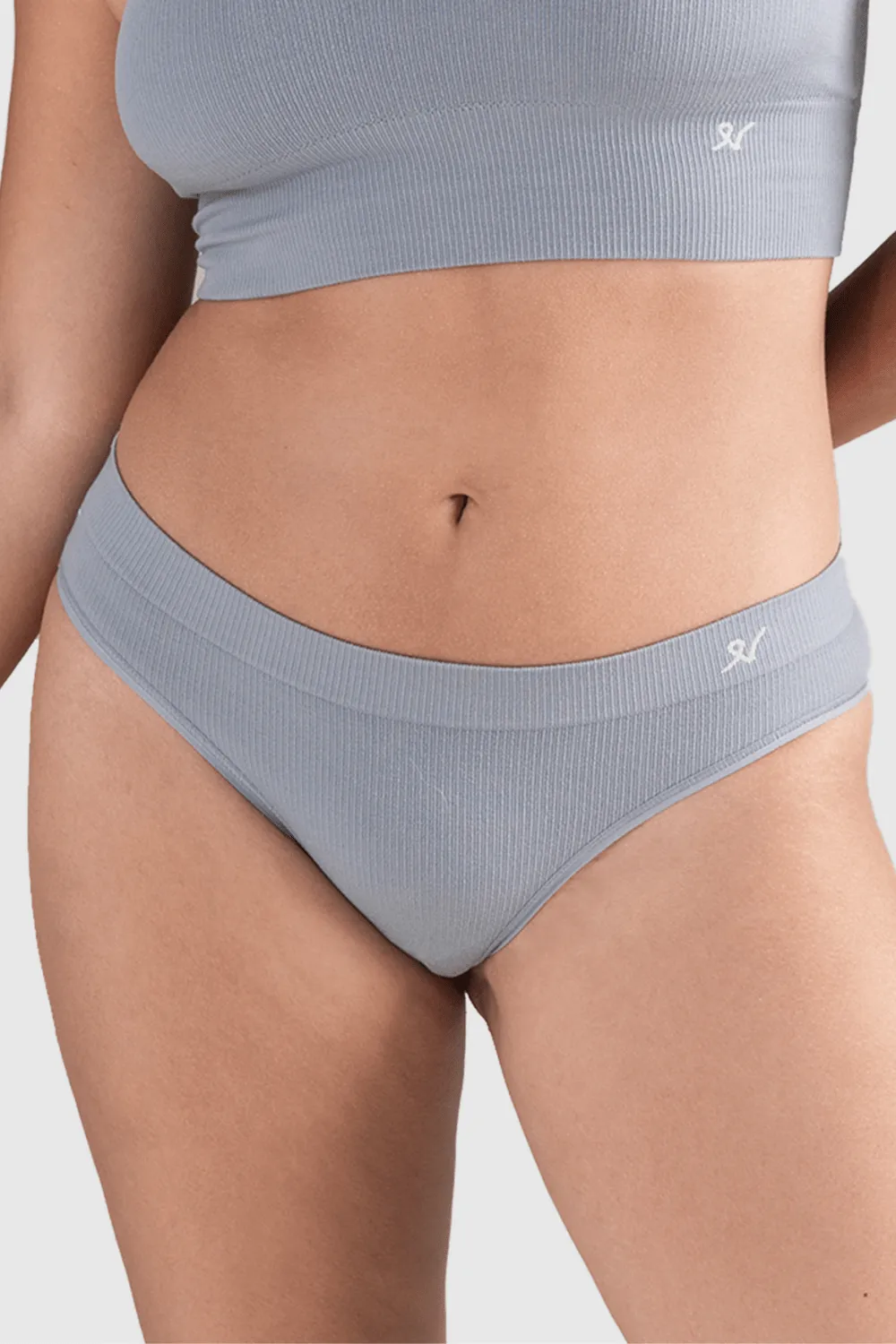 Tencel™ Seamless High Leg Brief in Storm Grey. Size XS (UK 6-8)