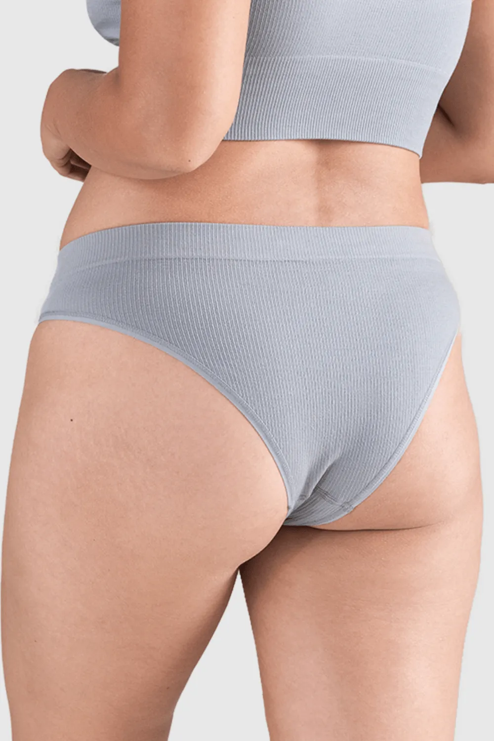 Tencel™ Seamless High Leg Brief in Storm Grey. Size XS (UK 6-8)