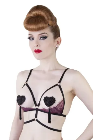 Venus Wine Lace Open Bra