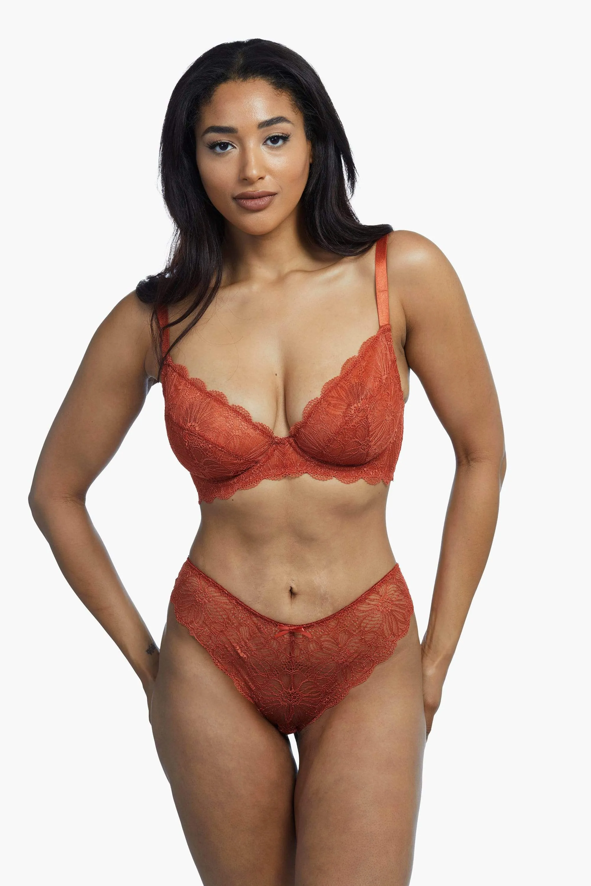Wolf & Whistle Ariana Intense Rust Everyday Lace Bra